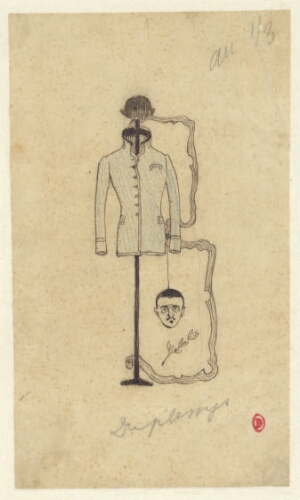 [Portrait de Maurice Du Plessys en forme de Lettrine pour <i>Ballade à la louange d'un pardessus de Marcel Coulon</i>]