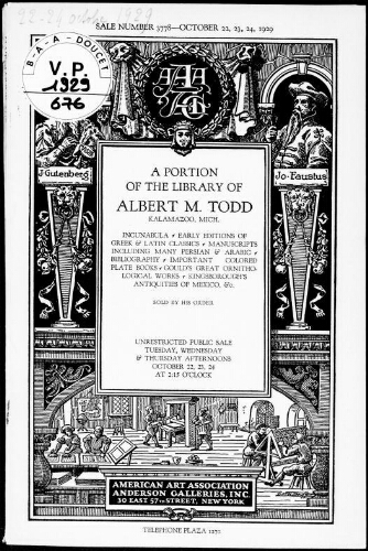 Portion of the library of Albert M. Todd [...] : [vente du 22 au 24 octobre 1929]
