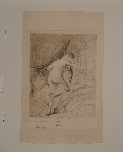 Femme nue, un genou sur son lit [épreuve a]