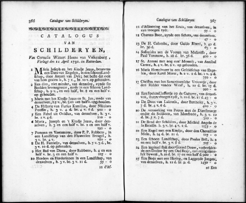 Catalogus van Schilderyen van Cornelis Wittert [...] : [vente du 11 avril 1731]