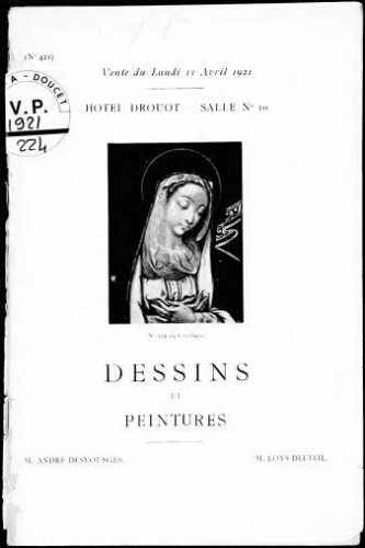 Dessins et peintures : [vente du 11 avril 1921]
