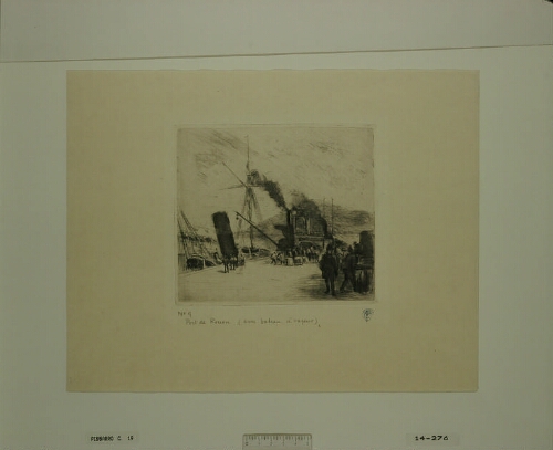 [Port de Rouen avec bateau à vapeur, ou Port de Rouen avec cheminées, 1885]