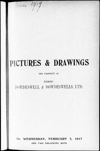 Catalogue of the valuable stock of ancient and modern pictures and water colour drawings […] : [vente du 7 février 1917]