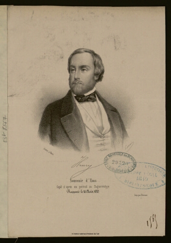 Henry, souvenir d'Ems, copié d'après un portrait au Daguerréotype rapporté le 25 août 1849