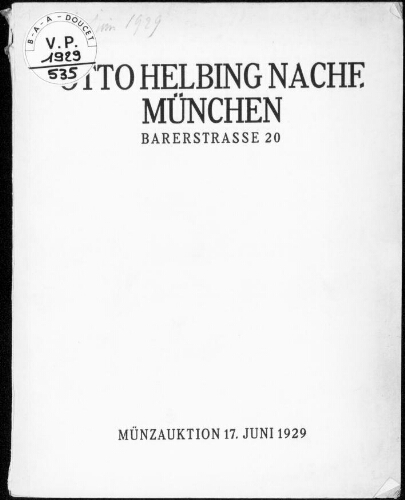 Münzen von Köln, Sammlung eines deutschen Gelehrten [...] : [vente du 17 juin 1929]