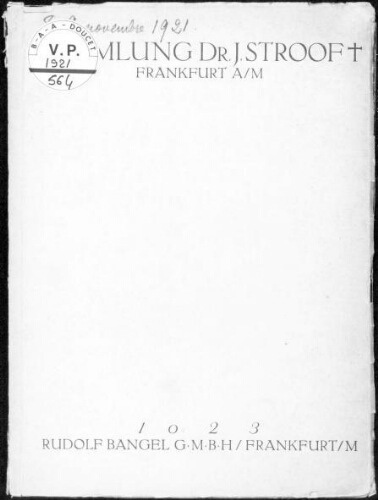 Sammlung Dr. J. Stroof [...] : [vente des 8 et 9 novembre 1921]