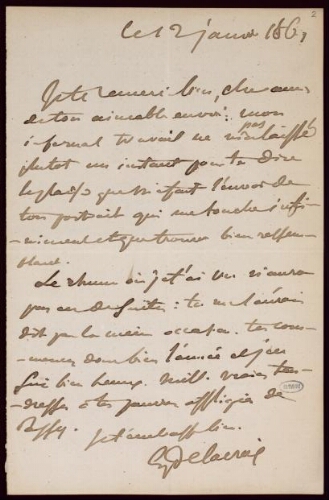 Lettre à Louis Guillemardet, du 12 janvier 1861