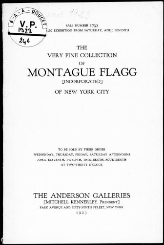 Very fine collection of Montague Flagg (Incorporated), of New York City [...] : [vente du 11 au 14 avril 1923]