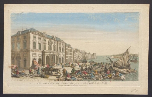 Vue du port de Marseille prise de l'Hôtel de Ville, dessiné du temps de la peste en 1720