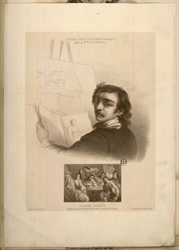 Eustache Lesueur, d'après sa propre peinture conservée au Musée du Louvre (Portraits inédits d'artistes français, publiés par M. Ph. de Chennevières)