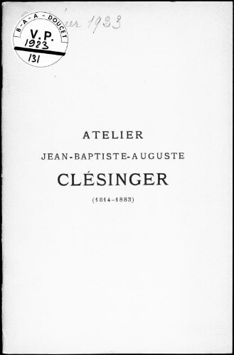 Atelier Jean-Baptiste-Auguste Clésinger (1814-1883) : [vente du 26 février 1923]