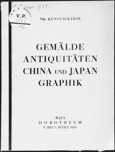 Gemälde, Antiquitäten, China und Japan, Graphik : [vente du 5 au 7 mars 1928]