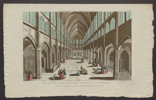 Vue perspective de l'intérieur de l'église paroissiale de Saint Severin à Paris