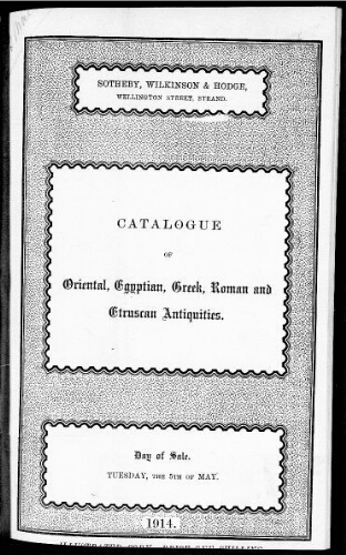 Catalogue of antiquities [...] : [vente du 5 mai 1914]