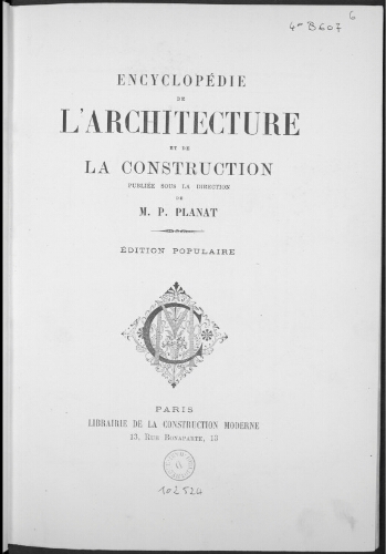Encyclopédie de l'architecture et de la construction. CI - CO