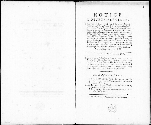 Notice d’objets précieux [...] : [vente des 9 et 10 novembre 1795]