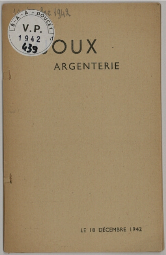 Bijoux, argenterie : [vente du 18 décembre 1942]