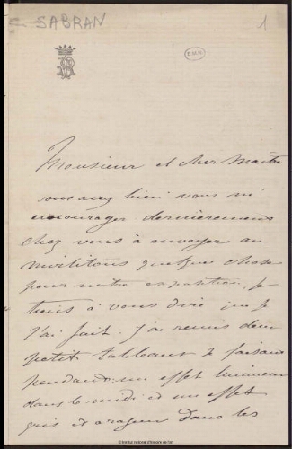 Lettres adressées à Meissonier, classées par ordre alphabétique du nom de l'expéditeur. Lettre S