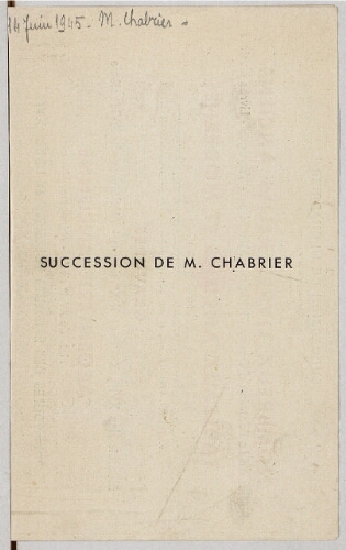 Succession de M. Chabrier : [vente du 13 juin 1945]