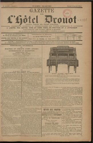 Gazette de l'Hôtel Drouot. 33 : 1913
