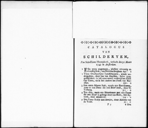 Catalogus van Schilderyen van Sebastiaan Heemskerk : [vente du 31 mars 1749]