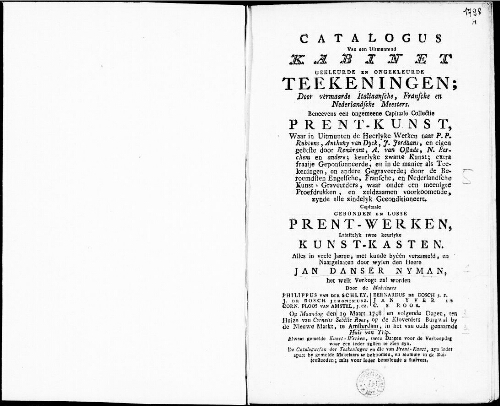 Catalogus van een uitmuntend kabinet gekleurde en ongekleurde teekeningen [...] : [vente du 19 mars 1798]