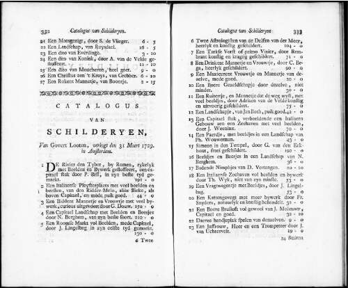 Catalogus van Schilderyen van Govert Looten [...] : [vente du 31 mars 1729]