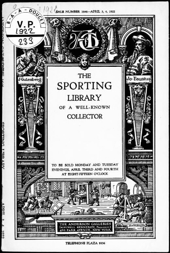 The sporting library of a well-known collector : [vente des 3 et 4 avril 1922]