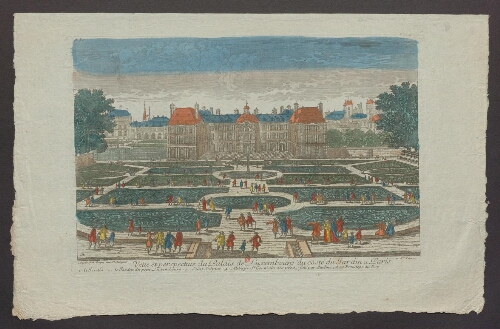Vue et perspective du Palais de Luxembourg du côté du jardin à Paris