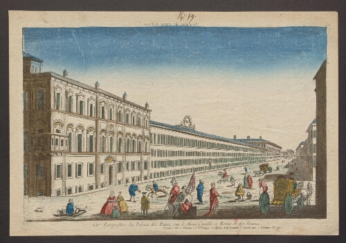 Vue perspective du Palais des Papes, sur le Mont Cavallo à Rome, et des écuries