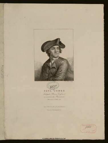 Paul Jones, intrépide marin Ecossais, au service des Américains, né en 1727, mort à Paris 1792