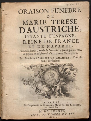 Oraison funèbre de Marie Therèse d'Autriche, infante d'Espagne, Reine de France et de Navarre