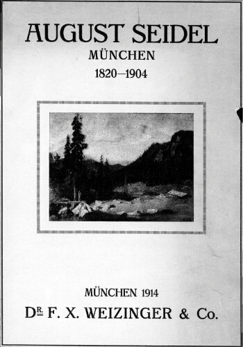 Sammlung Ausgewählter Werke des Münchener Landschafters August Seidel […] : [vente du 29 mai 1914]