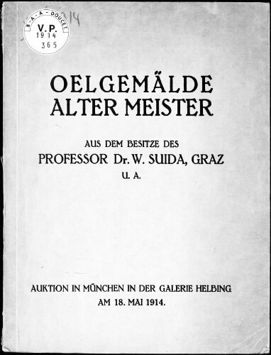 Ölgemälde Alter Meister […] : [vente du 18 mai 1914]