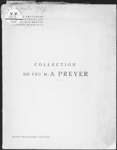 Collection de feu M.- A. Preyer : [vente du 8 novembre 1927]