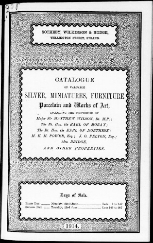 Catalogue of valuable works of art […] : [vente du 22 juin 1914]