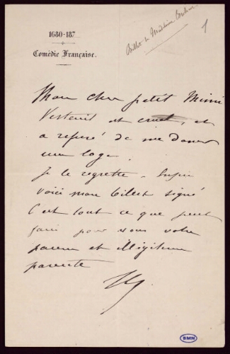 Diverses lettres adressées à Léonce Bénédite ou à sa femme