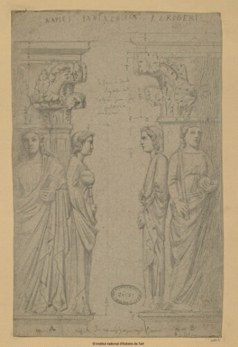 Naples, Santa Chiara, Tombeau de Robert d'Anjou [: supports du sarcophage]