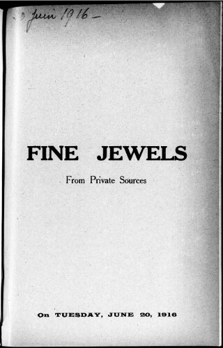 Catalogue of fine jewels […] : [vente du 20 juin 1916]