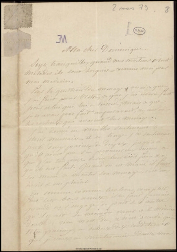Lettre de Jean-Louis-Ernest Meissonier à Dominique, Poissy, 2 mars 1879
