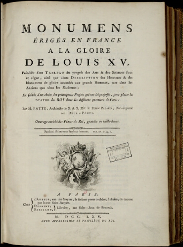 Monumens érigés en France à la gloire de Louis XV