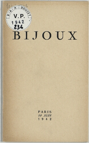 Bijoux : [vente du 10 juin 1942]