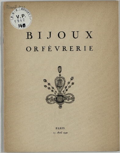 Bijoux, orfèvrerie : [vente du 23 avril 1942]