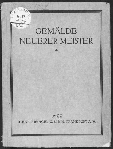 Gemälde neuerer Meister : [vente du 31 mai 1927]