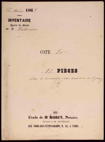 Deux lettres de commandes de Frédéric Hartmann et une lettre de commande de Théodore Rodocanachi