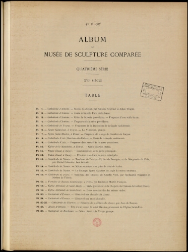 Album du Musée de sculpture comparée. Tome 4