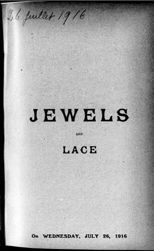 Catalogue of jewels and lace from various sources […] : [vente du 26 juillet 1916]