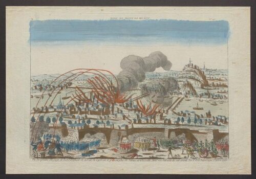 Vue perspective du siège et bombardement de la ville de Lyon où il y avait plus de 30000 aristocrates [...]