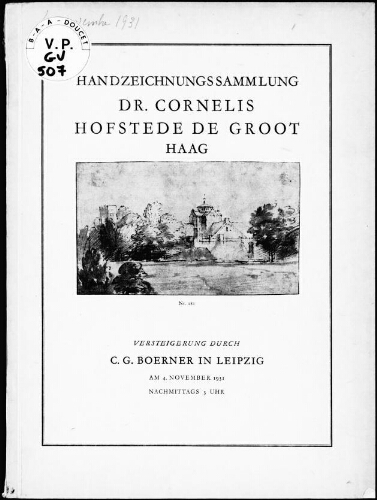 Handzeichnungs Sammlung Dr. Cornelis Hofstede De Groot, Haag : [vente du 4 novembre 1931]