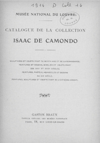 Catalogue de la Collection Isaac de Camondo